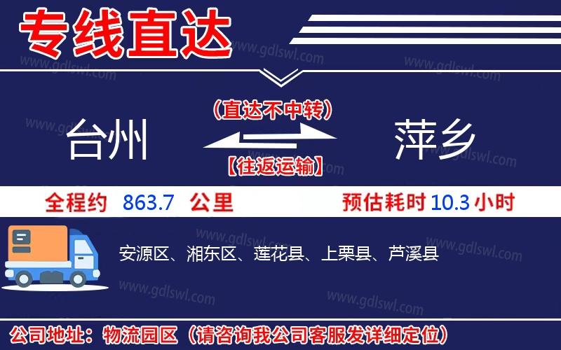 臺(tái)州到萍鄉(xiāng)物流公司