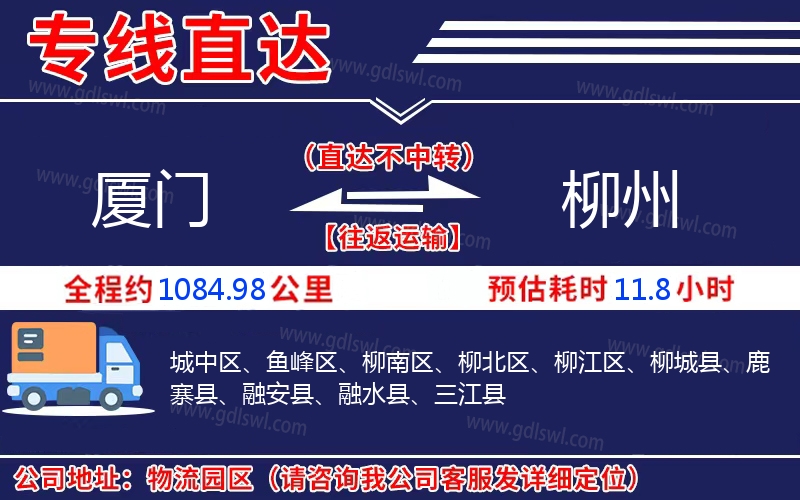 廈門(mén)到柳州物流公司